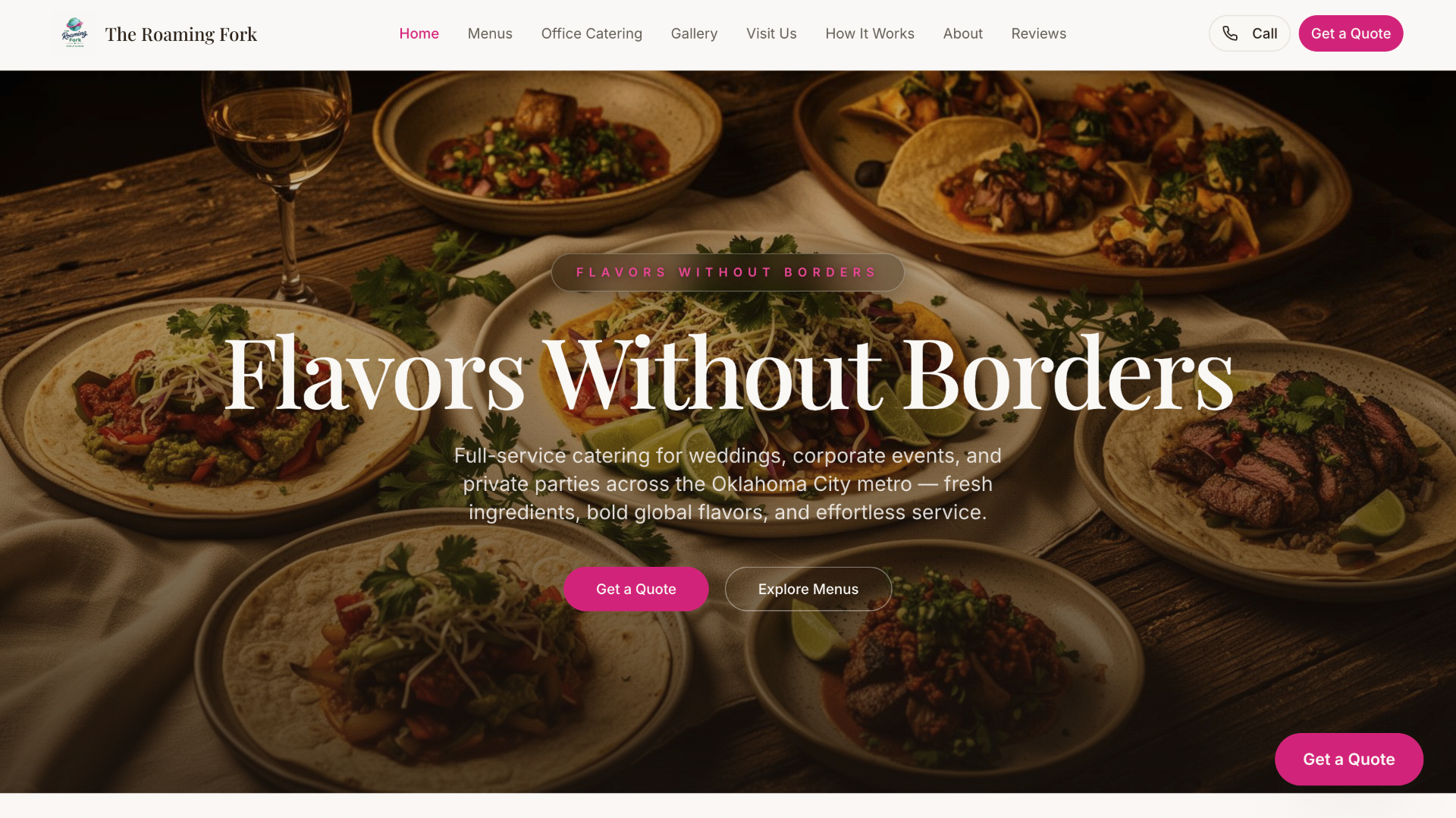 The Roaming Fork website — Catering & food service in Oklahoma City, Oklahoma
