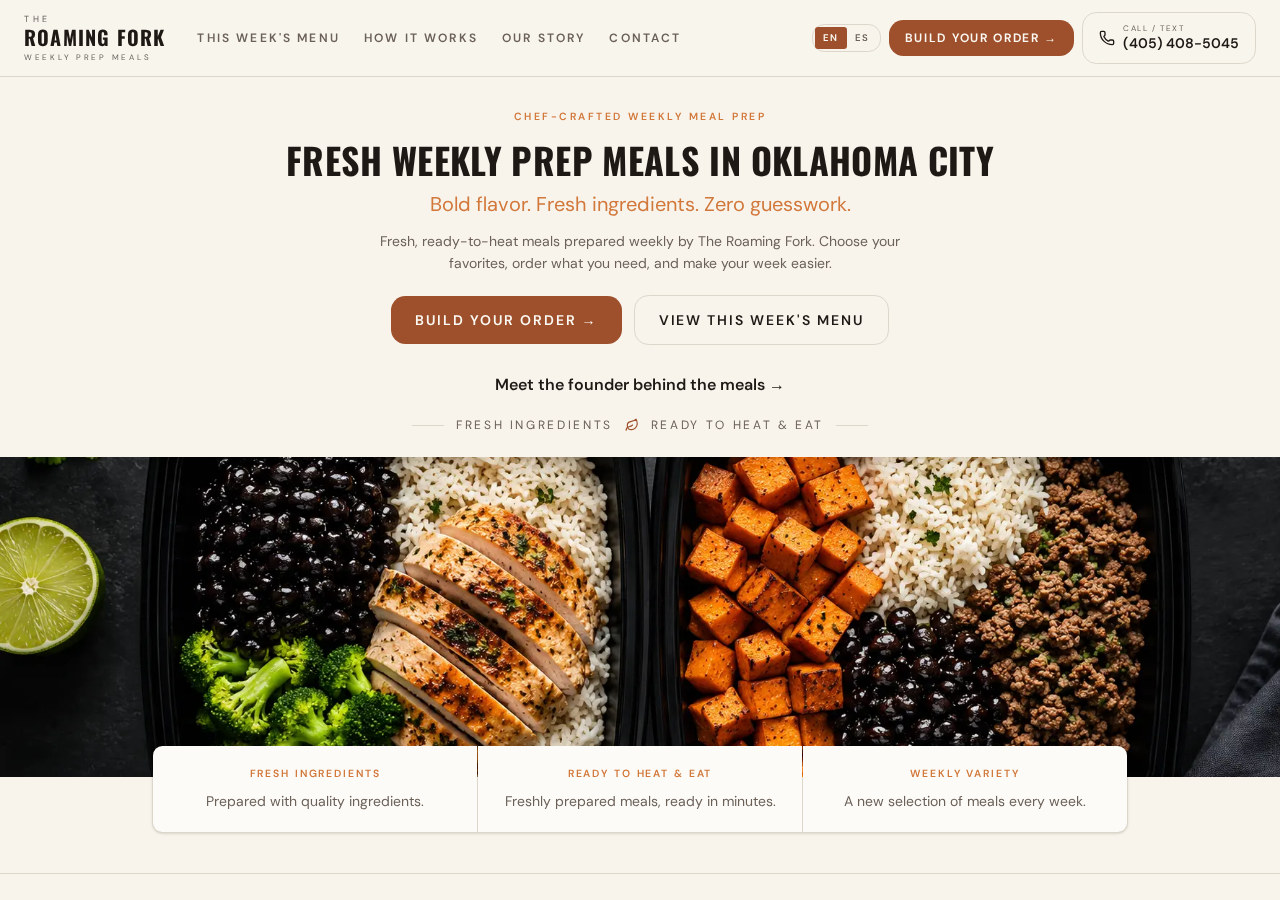 Roaming Fork Meals website — Meal prep & online ordering in Oklahoma City, Oklahoma